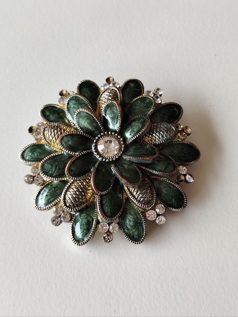 Green Floral Crystal Belt Buckle